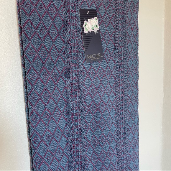 Rachel Roy Textured Woven Fringe Blue and Purple Boho Throw Blanket NWT! - Picture 5 of 8